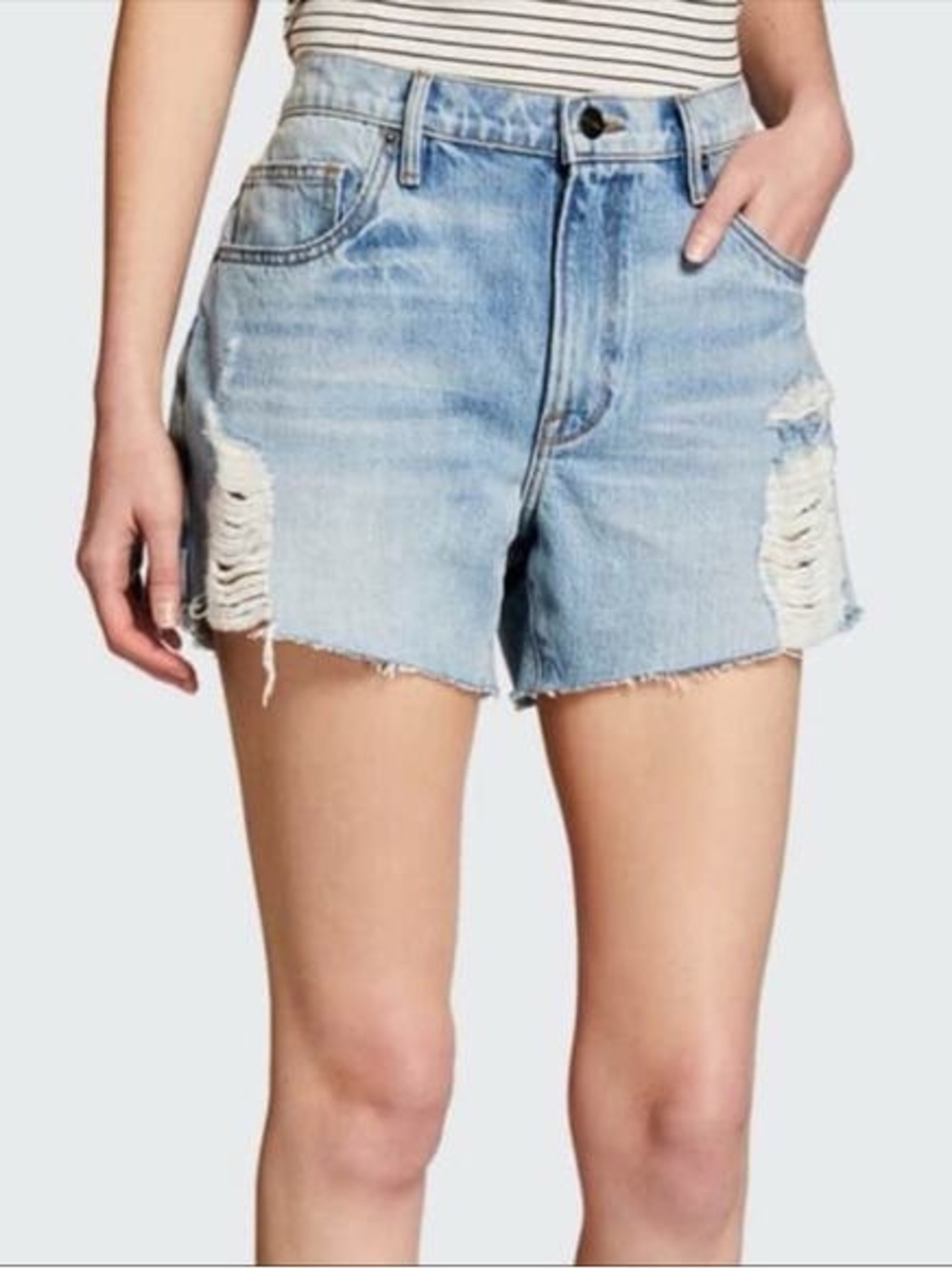 FRAME Denim Le Ultra Baggy Shorts Lomond Slash Distressed High Rise